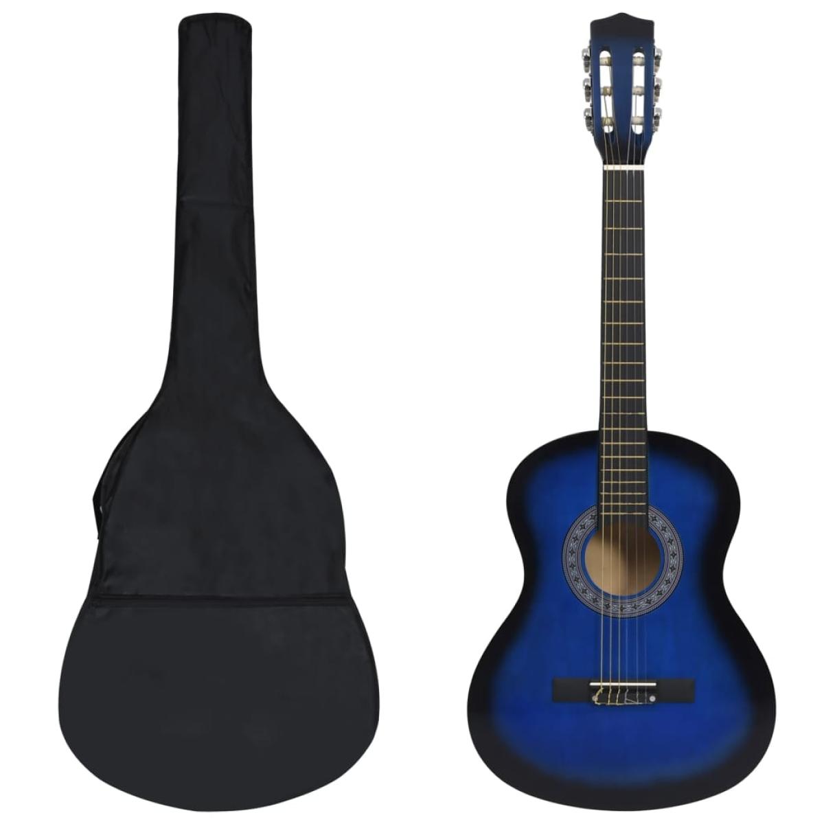 Set de guitarra clásica niños principiantes 8 pzas azul 3/4 36