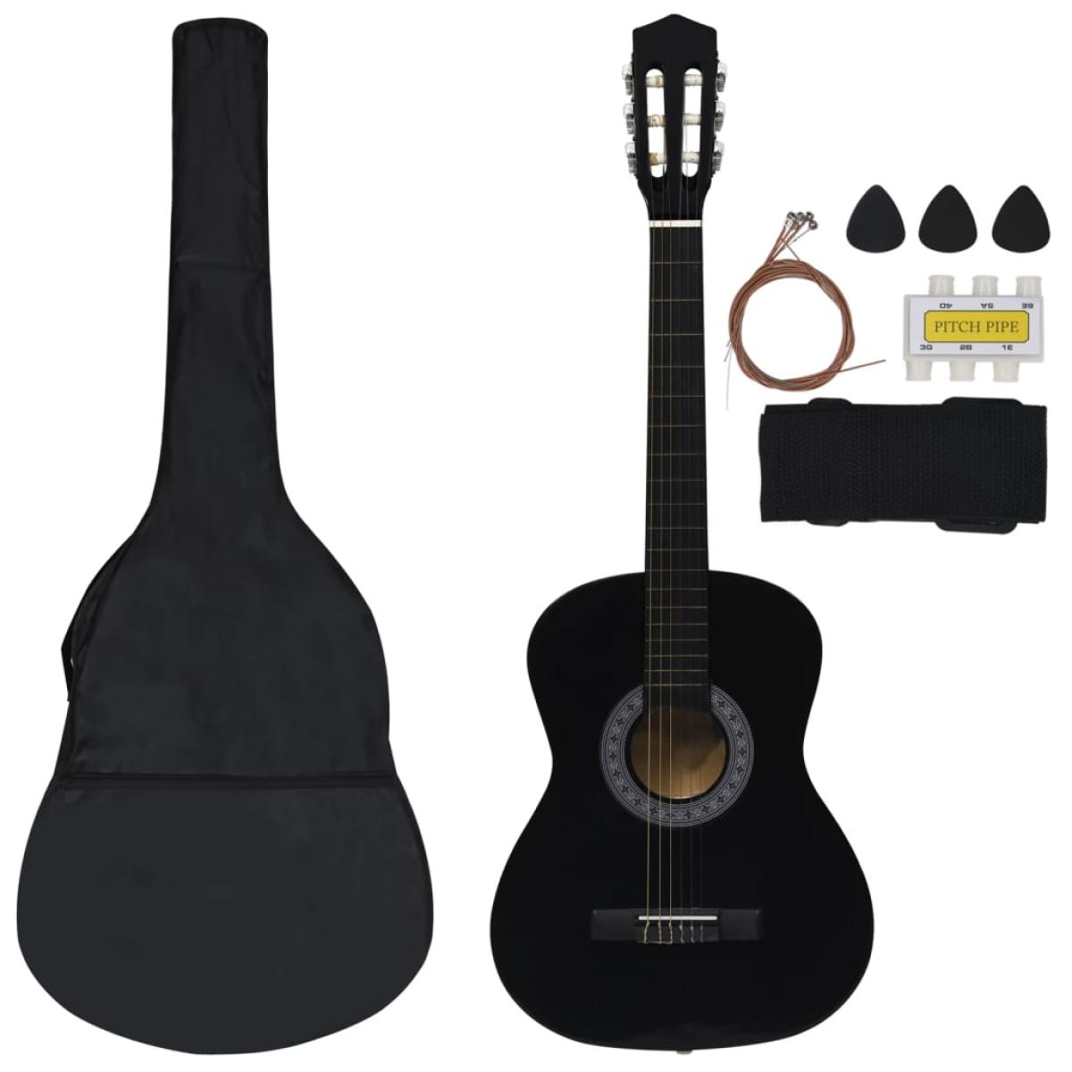 Set de guitarra clásica para principiantes 8 pzas negro 3/4 36