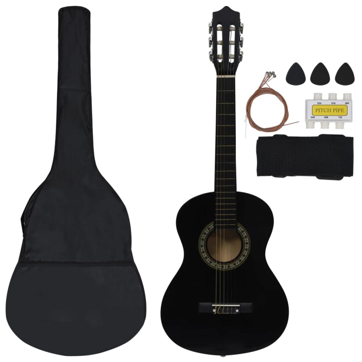 Set de guitarra clásica para principiantes 8 pzas negro 1/2 34