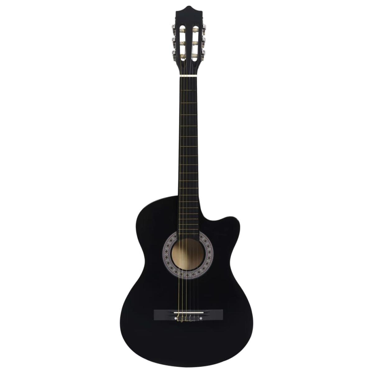 Guitarra Clásica Western Cutaway con 6 cuerdas negra 38