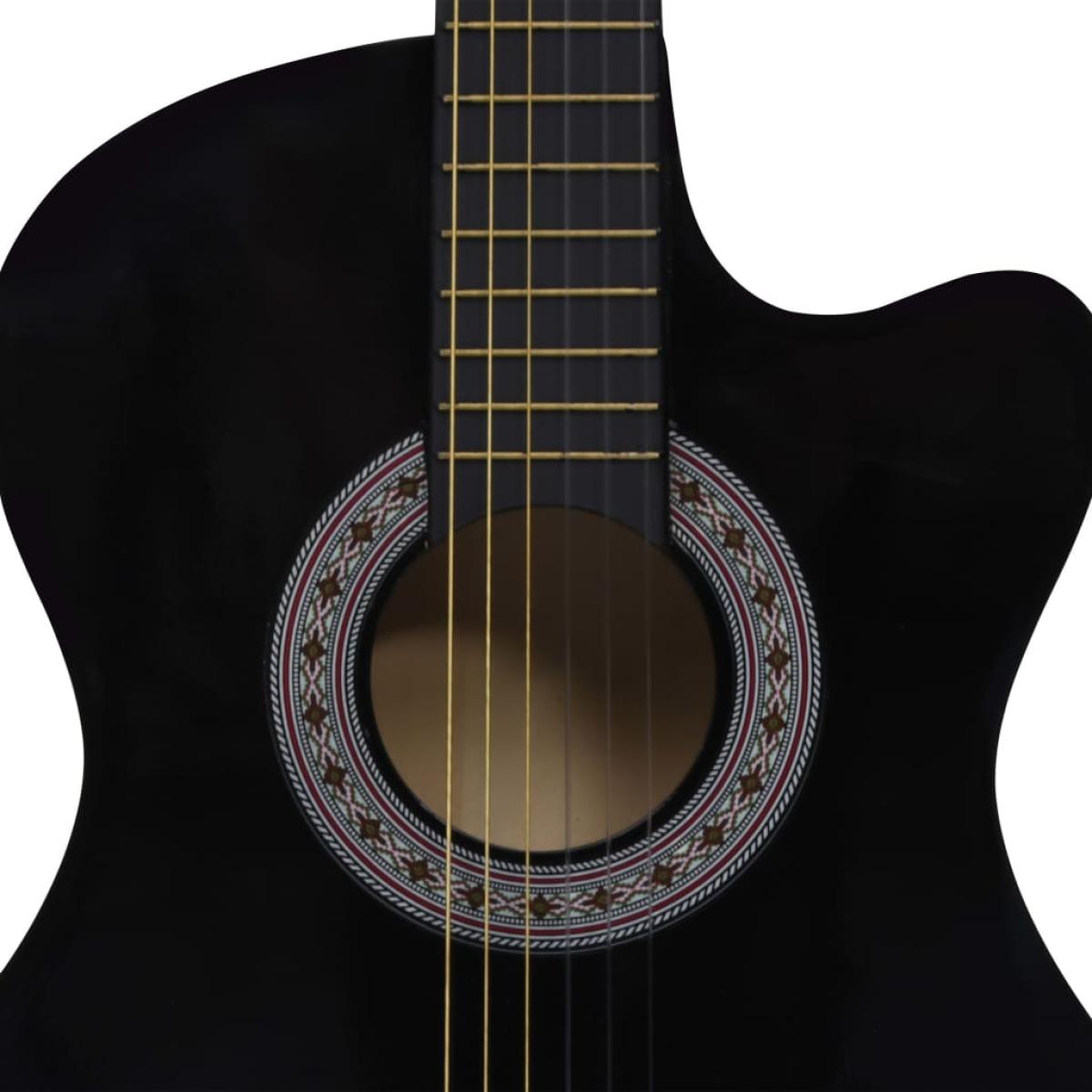 Guitarra Clásica Western Cutaway con 6 cuerdas negra 38