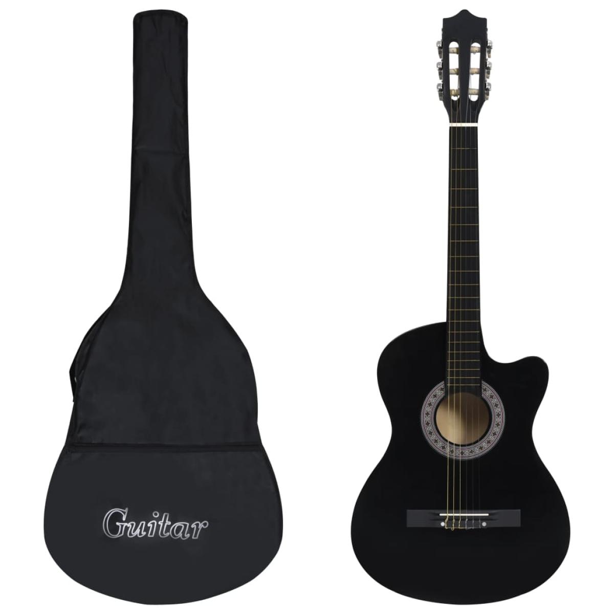 Set de guitarra clásica occidental 12 pzas 6 cuerdas negra 38