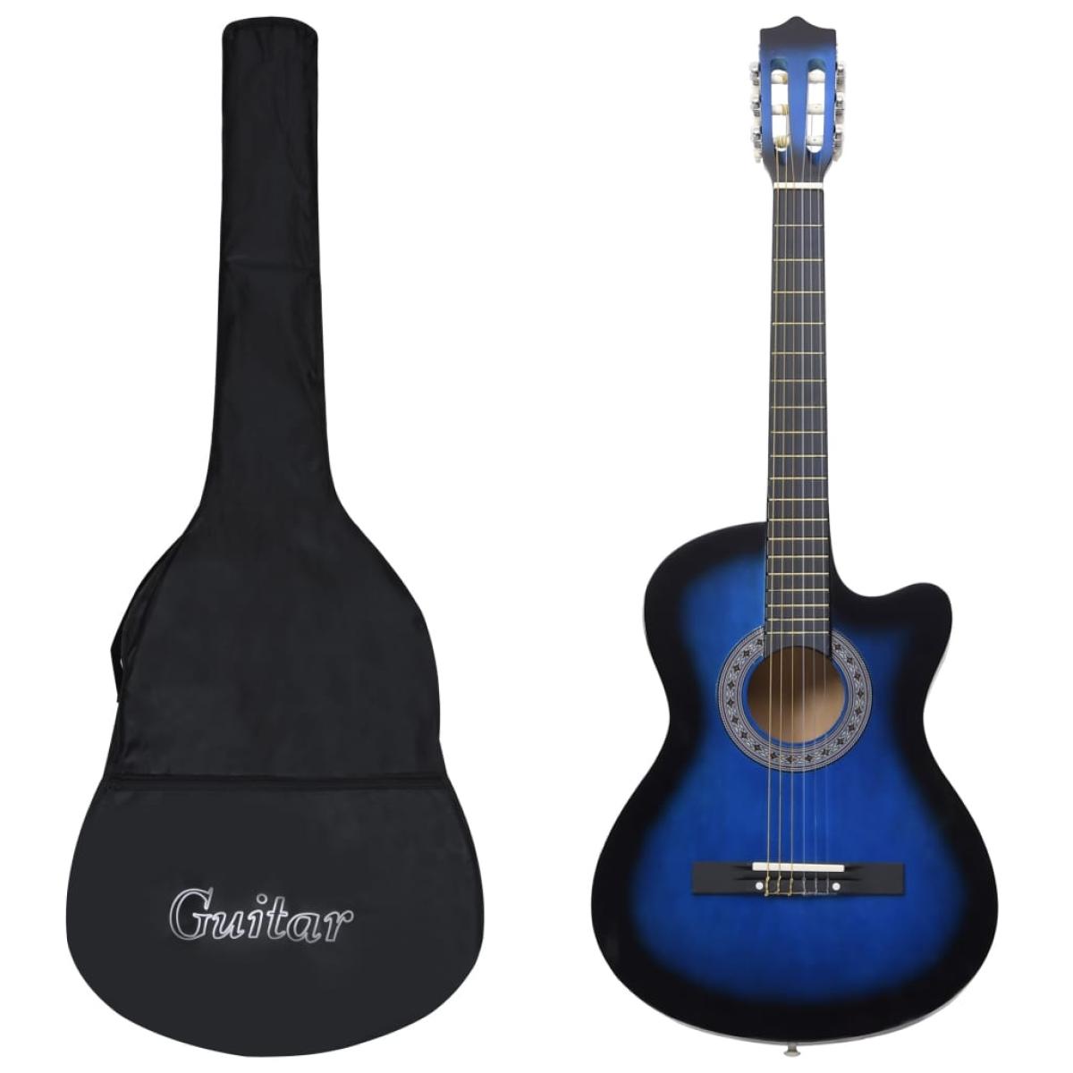 Set de guitarra clásica occidental 12 pzas 6 cuerdas azul 38