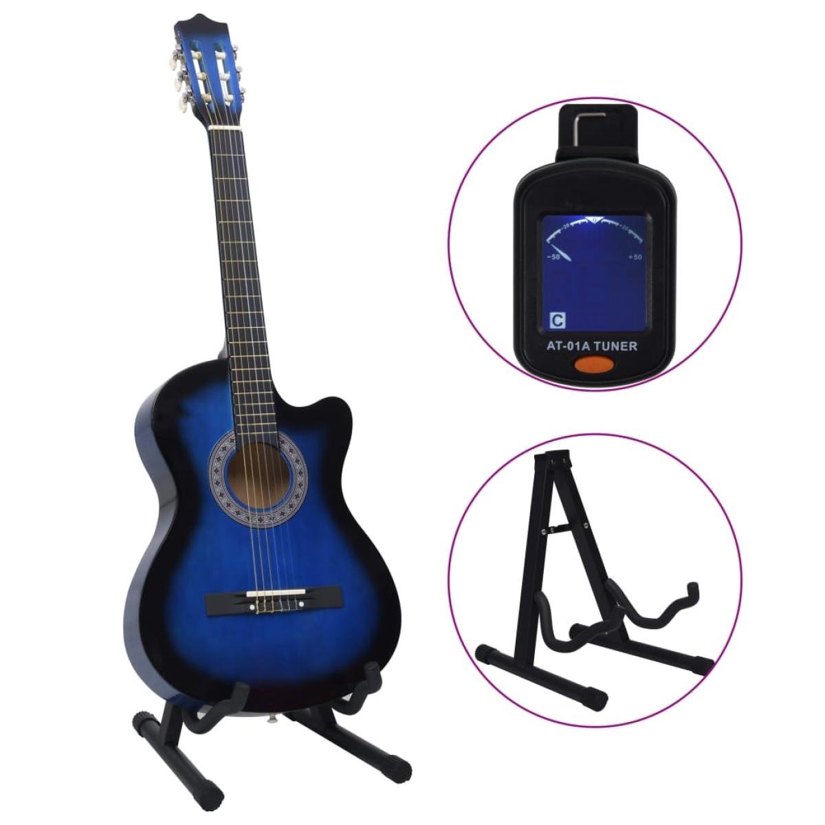 Set de guitarra clásica occidental 12 pzas 6 cuerdas azul 38