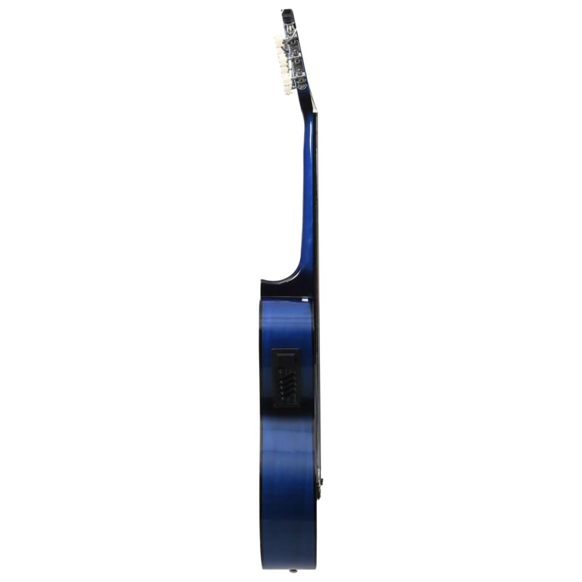 Guitarra clásica occidental con ecualizador y 6 cuerdas azul   