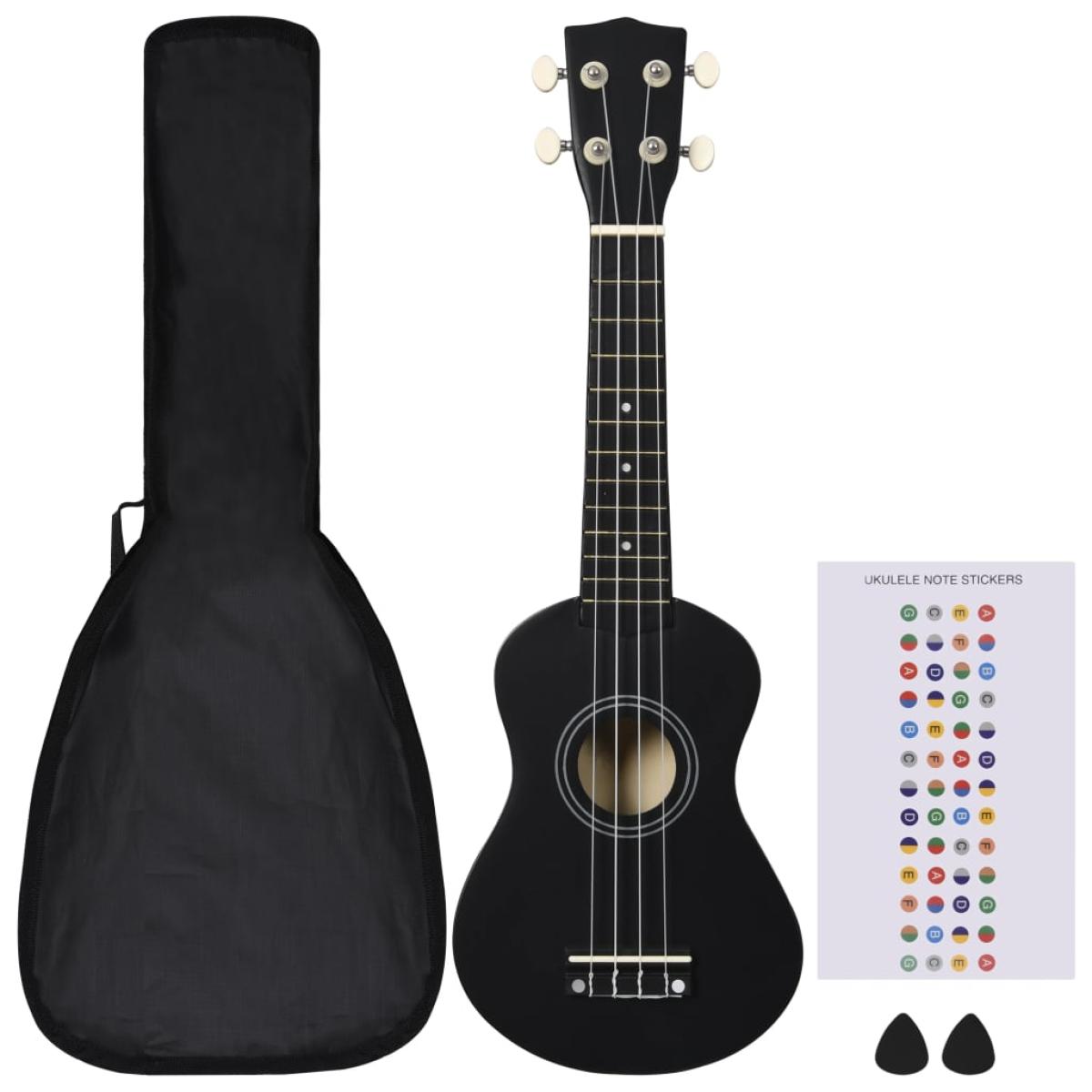 Set de ukelele soprano con funda para niños negro 21
