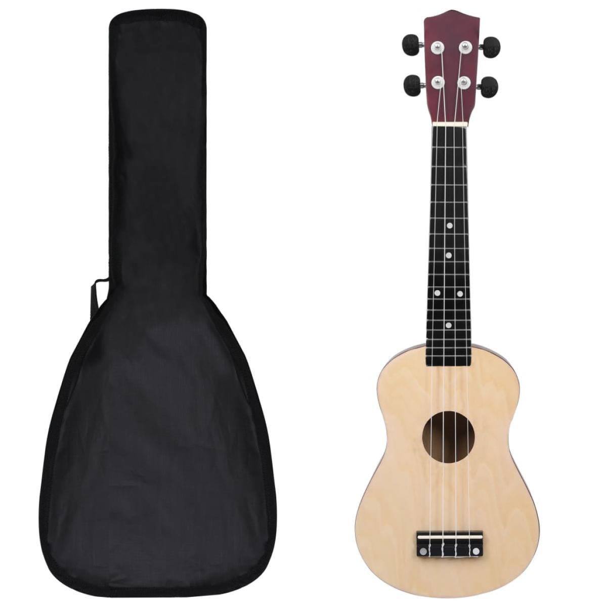 Set de ukelele soprano con funda para niños madera clara 23