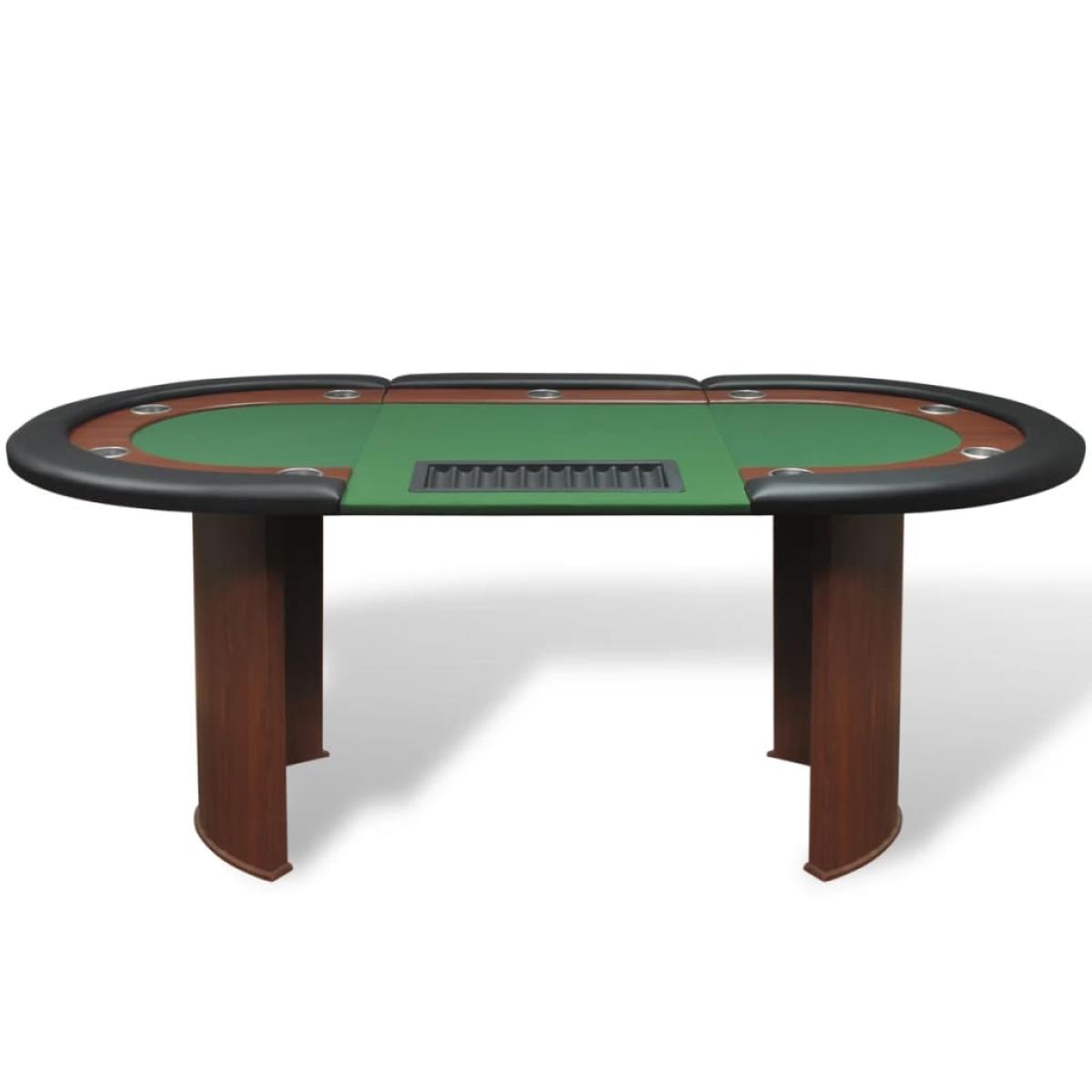 Mesa de póker 10 jugadores bandeja de fichas y zona de crupier 