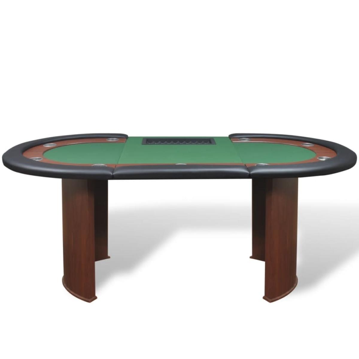 Mesa de póker 10 jugadores bandeja de fichas y zona de crupier 