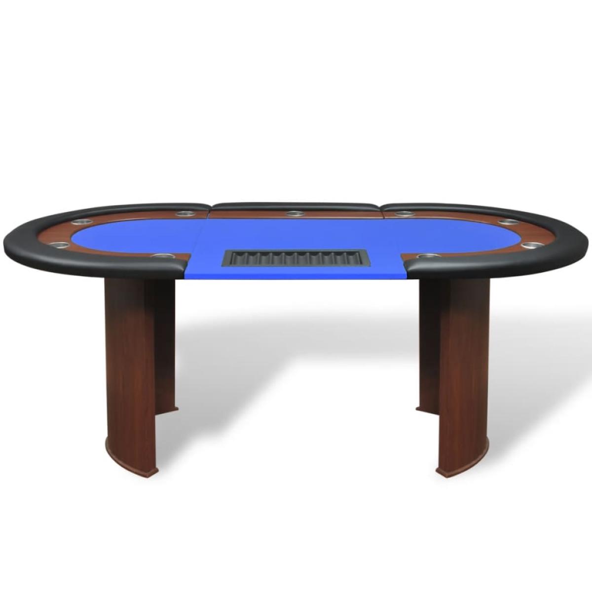 Mesa de póker 10 jugadores bandeja de fichas y zona de crupier 