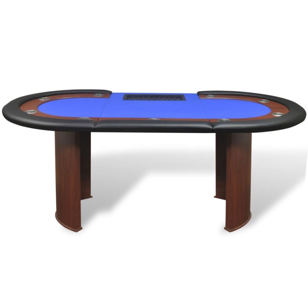 Mesa de póker 10 jugadores bandeja de fichas y zona de crupier 