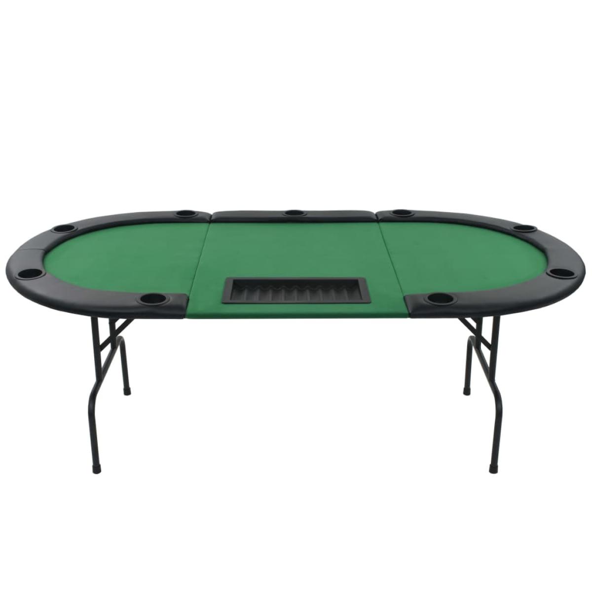 Tablero de póker plegable en 3 partes 9 jugadores ovalado verde 