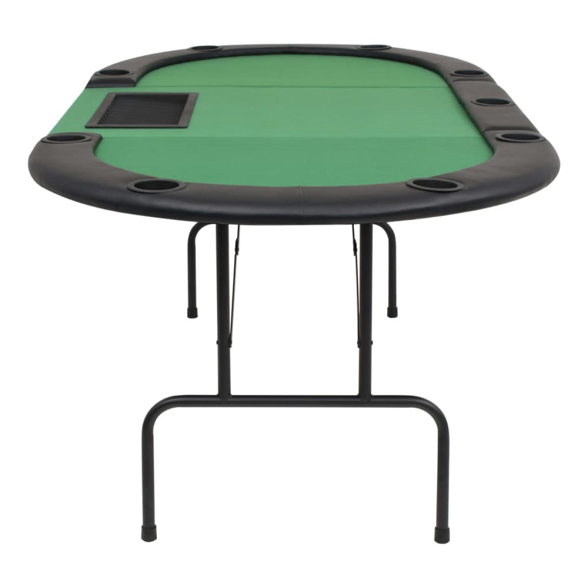 Tablero de póker plegable en 3 partes 9 jugadores ovalado verde 