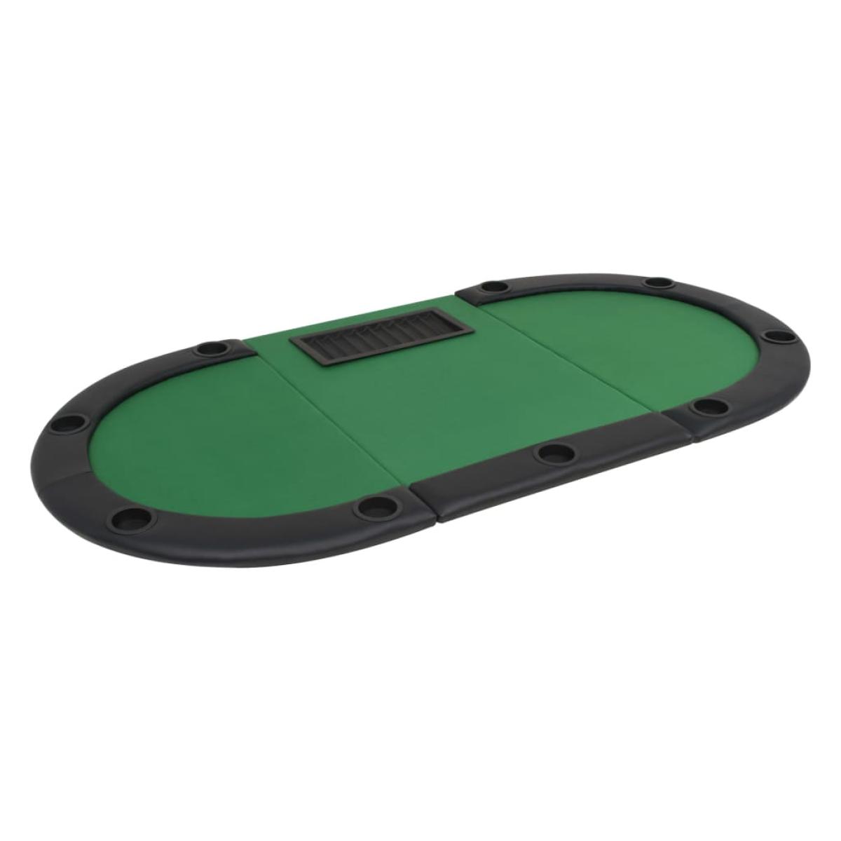 Tablero de póker plegable en 3 partes 9 jugadores ovalado verde 