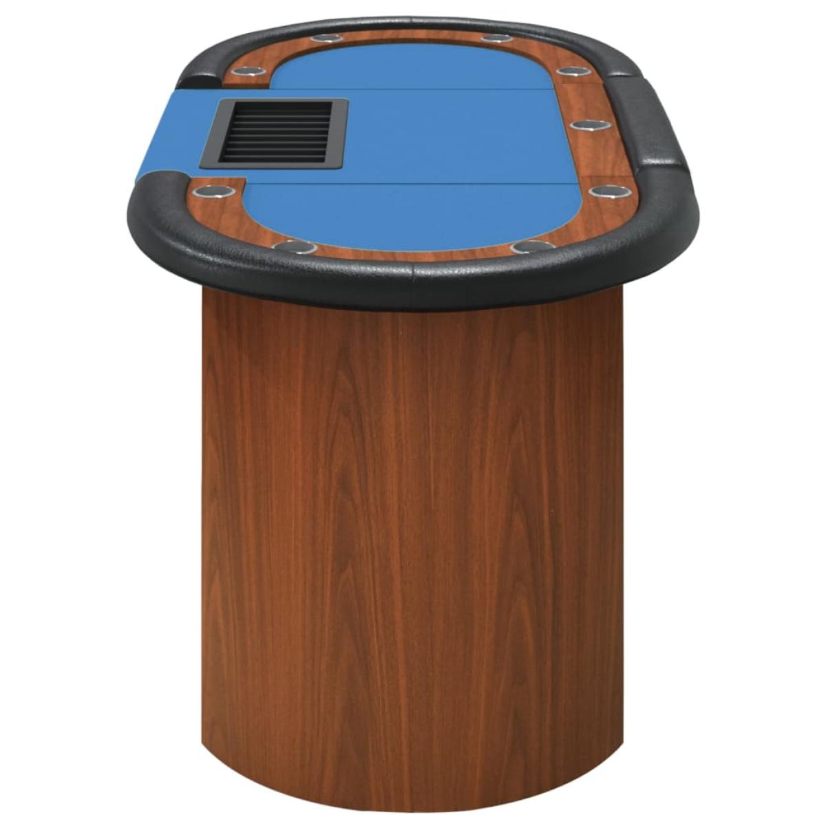 Mesa de póquer 10 jugadores bandeja fichas azul 160x80x75 cm