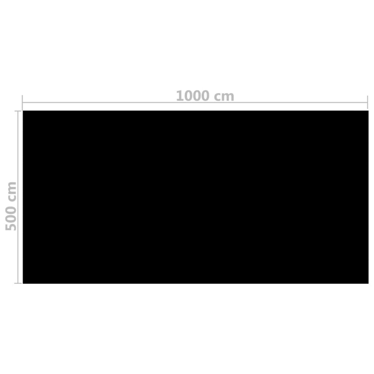 Cubierta solar de piscina PE rectangular flotante negro 10x5 m