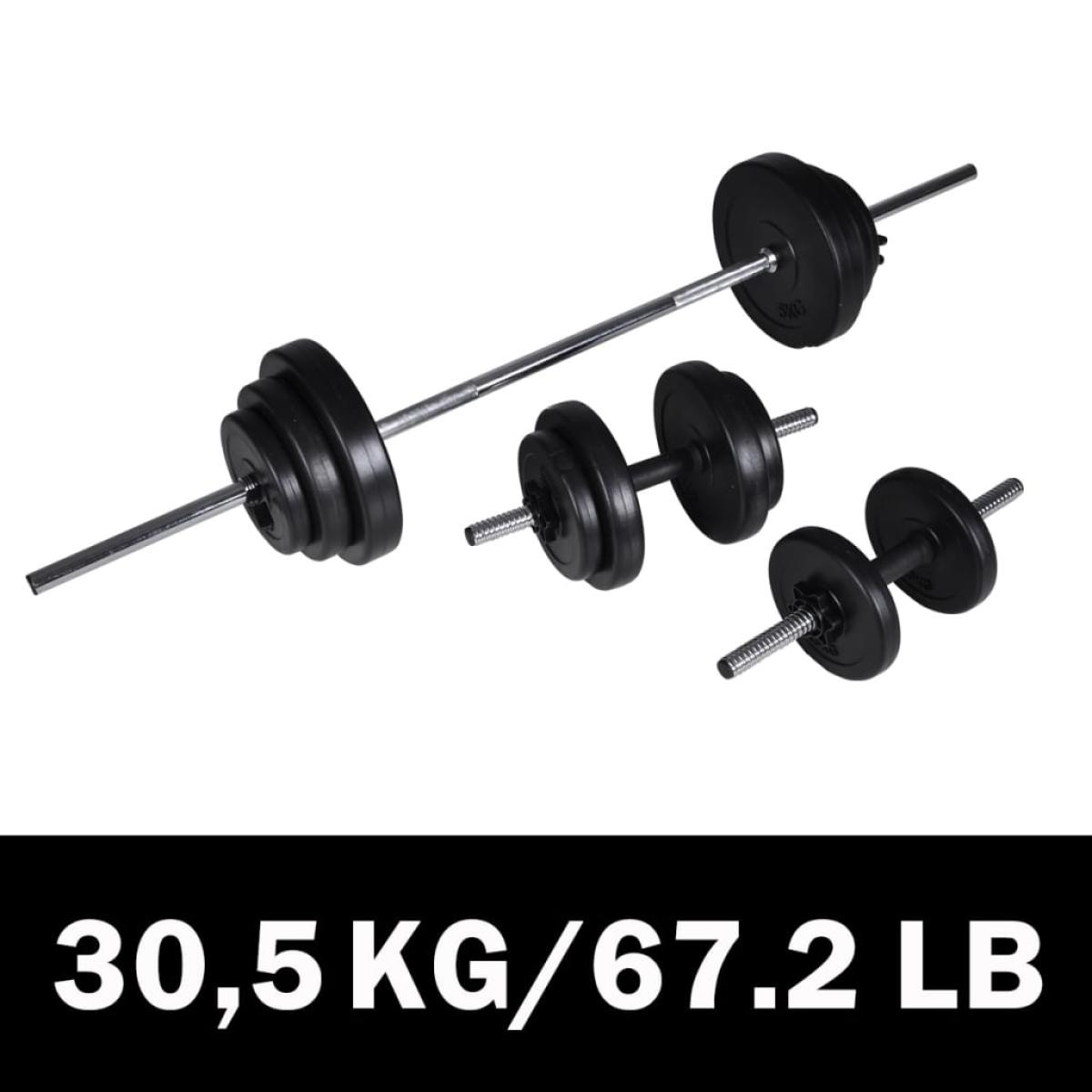 Set de pesas + 2 mancuernas 30,5 kg