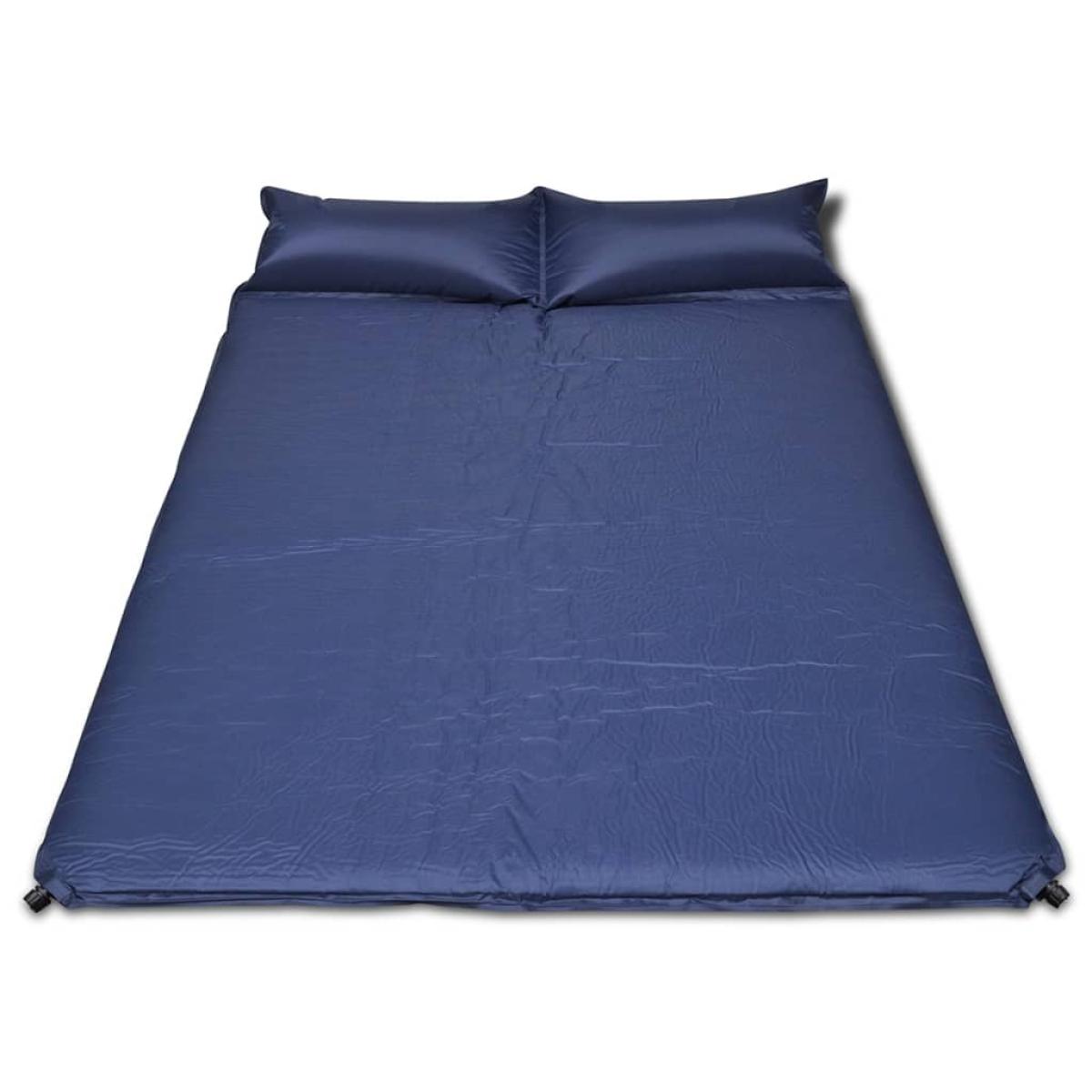 Colchón doble de aire autoinflable azul 190x130x5 cm 
