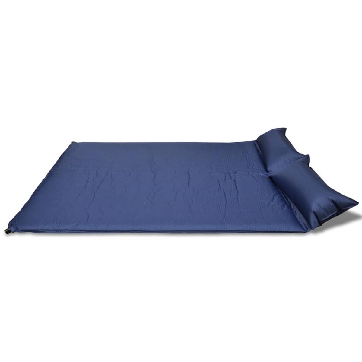 Colchón doble de aire autoinflable azul 190x130x5 cm 