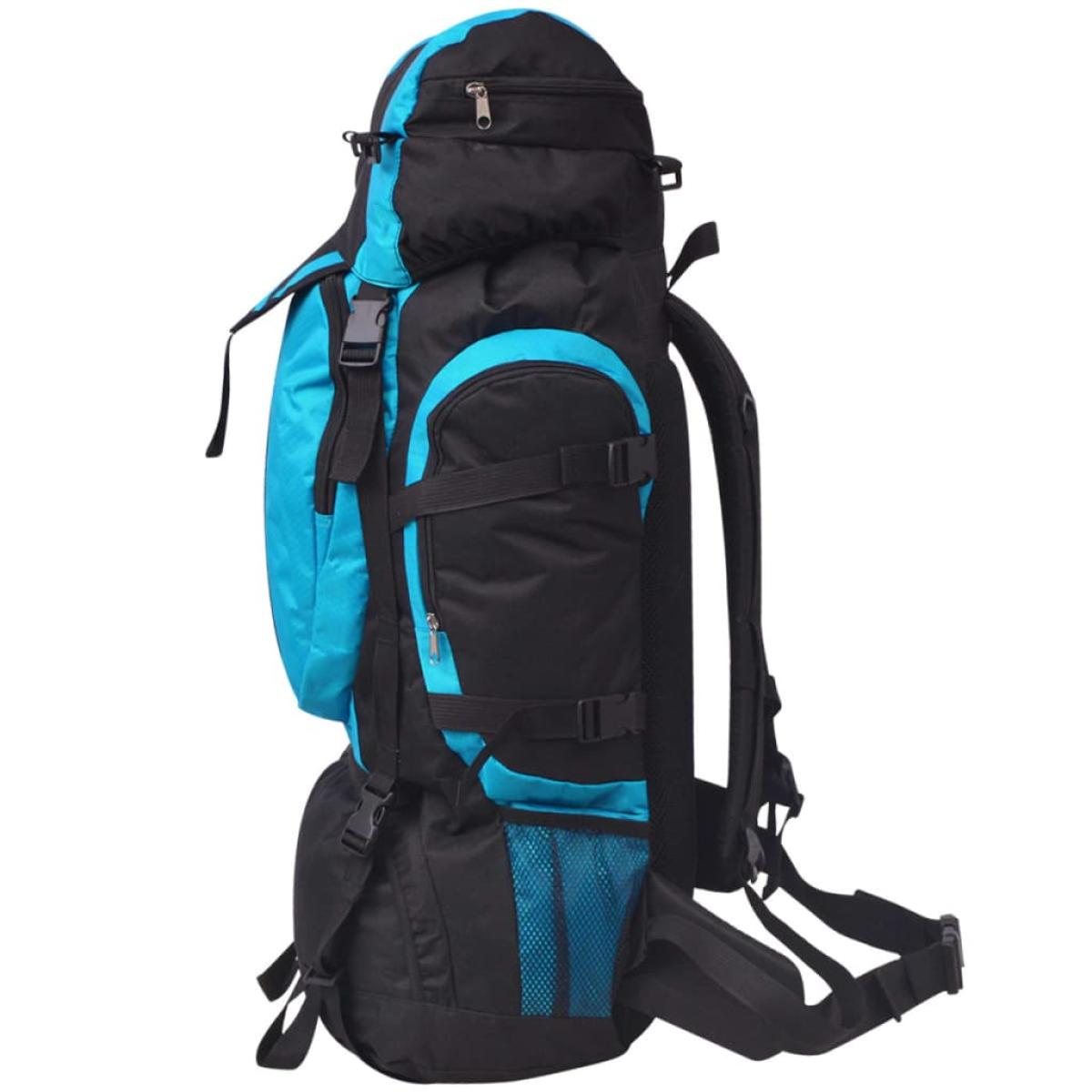 Mochila excursionismo XXL 75 L Negro y azul
