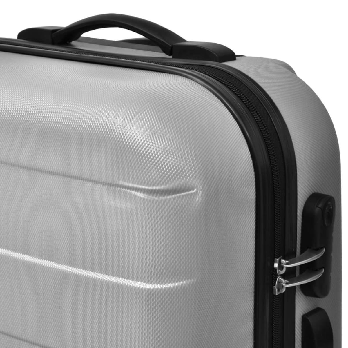 Juego de maletas trolley rígidas 3 pzas plateado 45,5/55/66 cm