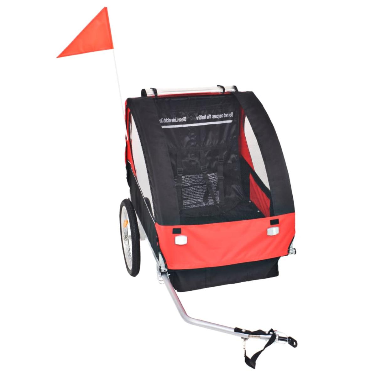Remolque de bicicleta para niños rojo y negro 30 kg