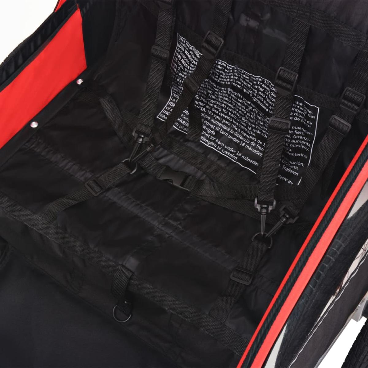 Remolque de bicicleta para niños rojo y negro 30 kg