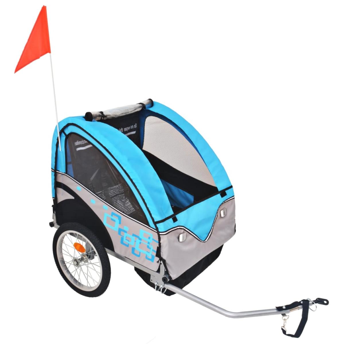 Remolque de bicicleta para niños gris y azul 30 kg