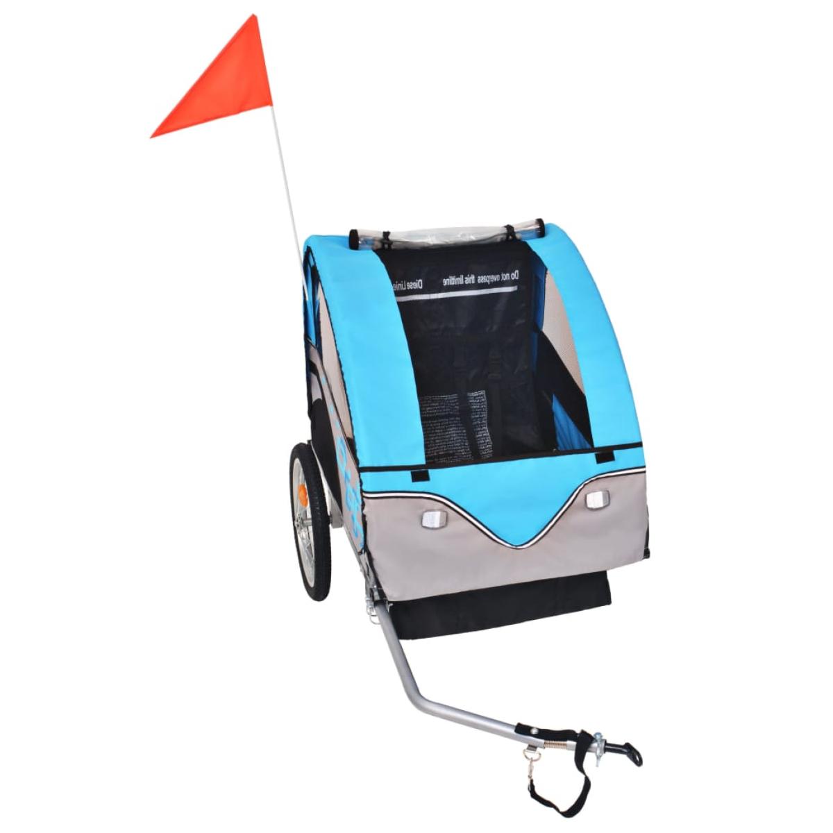 Remolque de bicicleta para niños gris y azul 30 kg