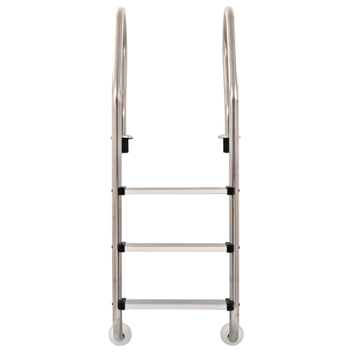 Escalera de piscina 3 peldaños acero inoxidable 304 120 cm