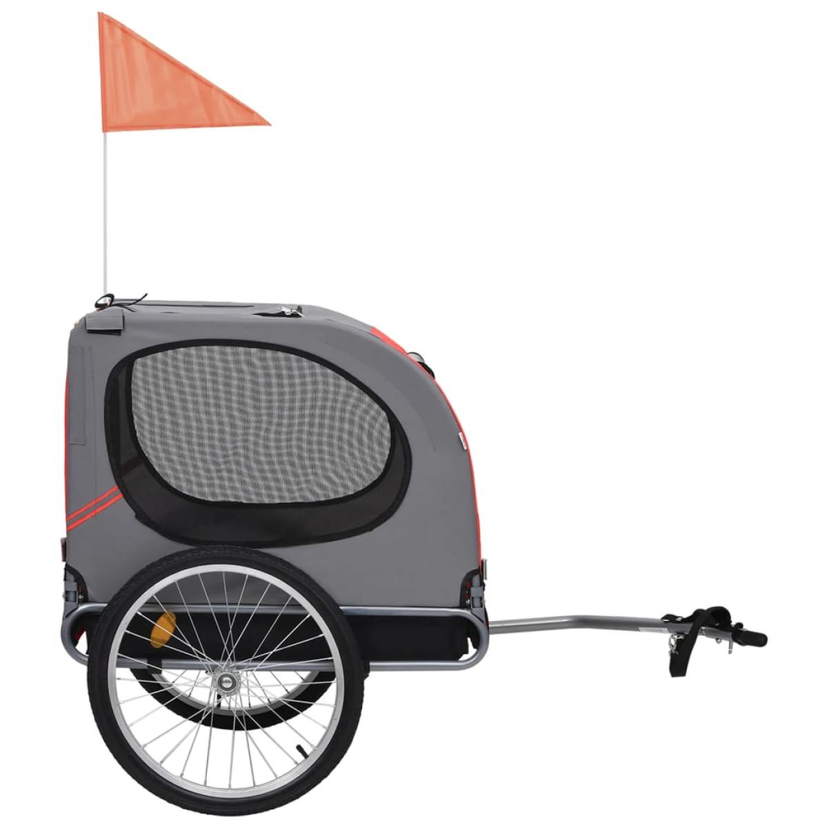 Remolque de bicicleta para perros rojo y negro