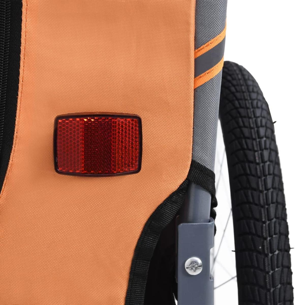 Remolque de bicicleta para perros naranja y gris