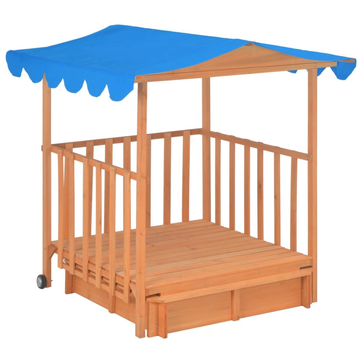 Casa de juegos para niños con arenero madera abeto azul UV50