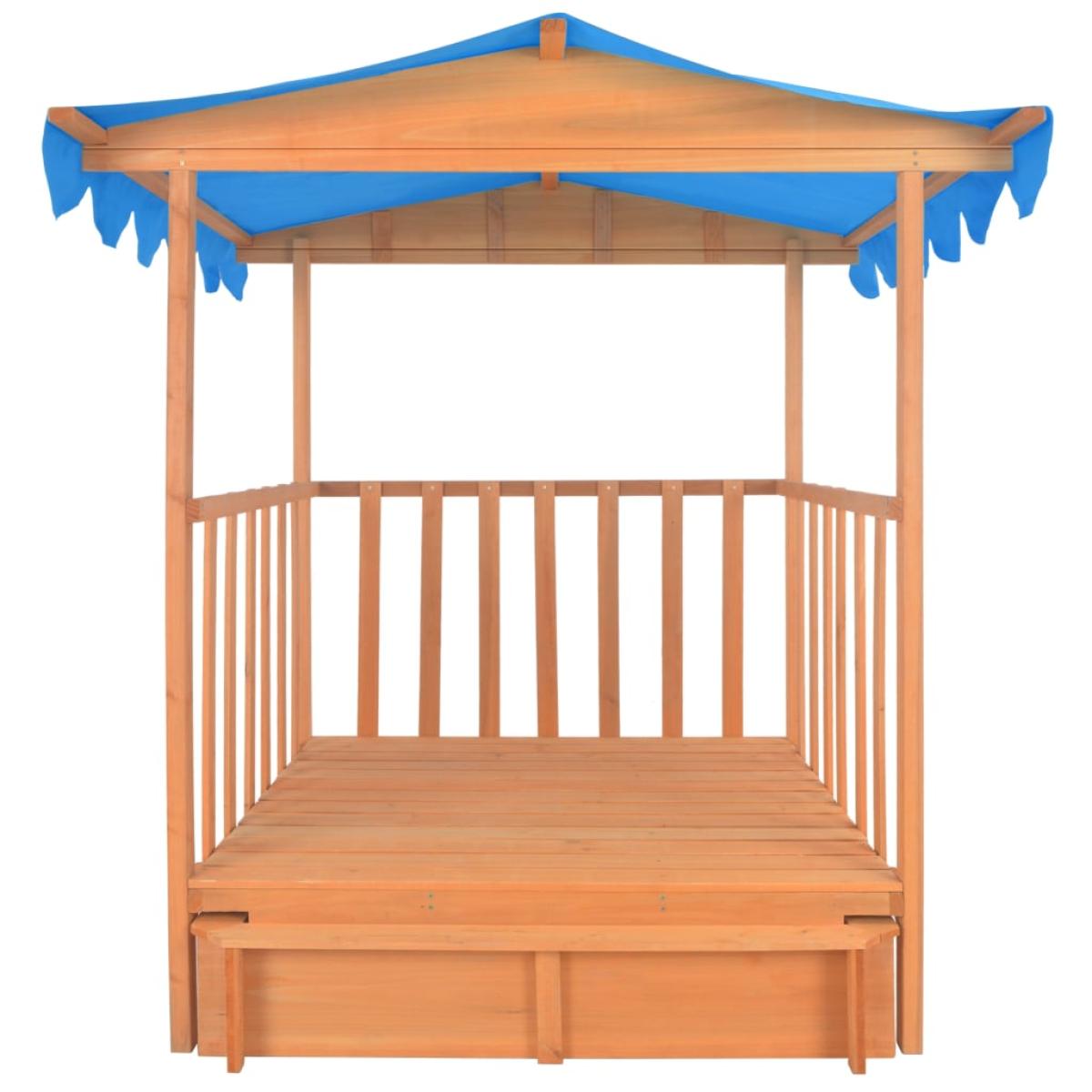 Casa de juegos para niños con arenero madera abeto azul UV50