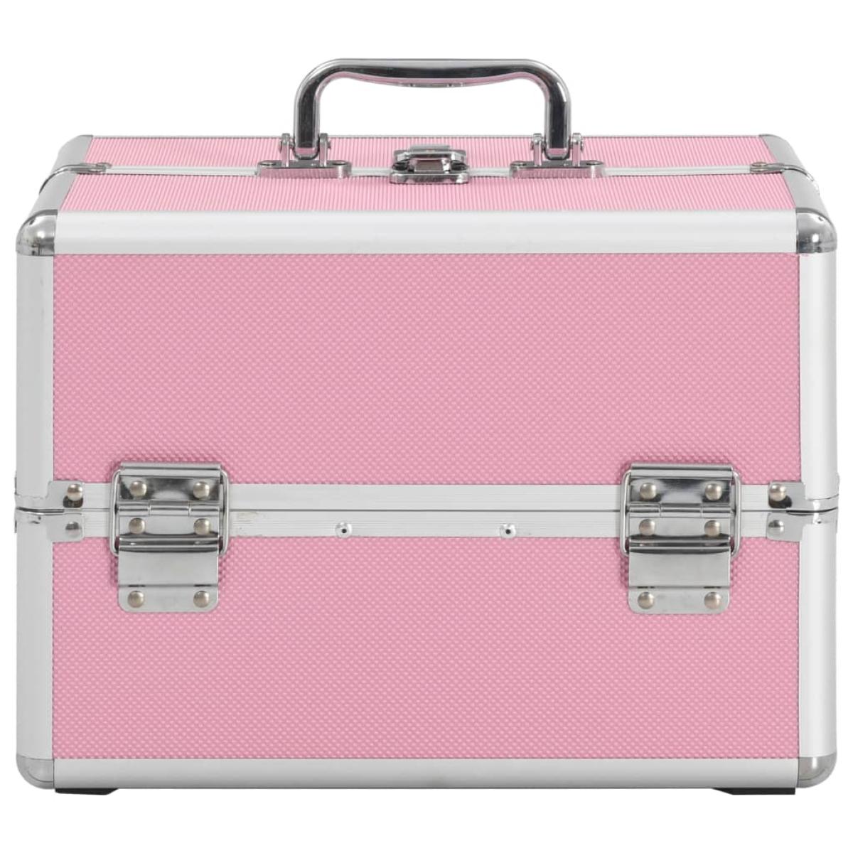 Maletín de maquillaje aluminio rosa 22x30x21 cm 