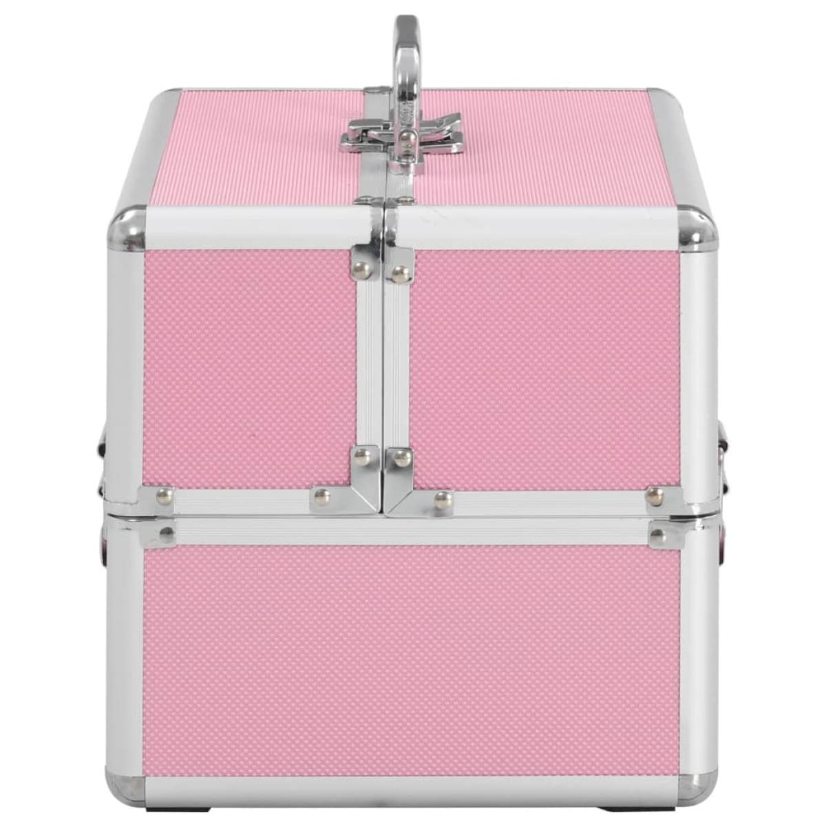 Maletín de maquillaje aluminio rosa 22x30x21 cm 