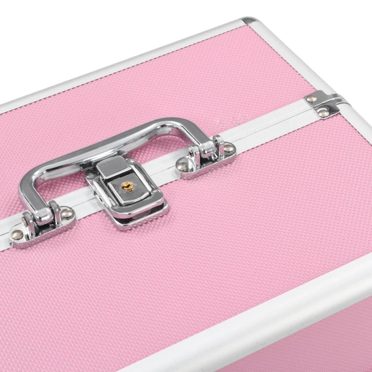 Maletín de maquillaje aluminio rosa 22x30x21 cm 