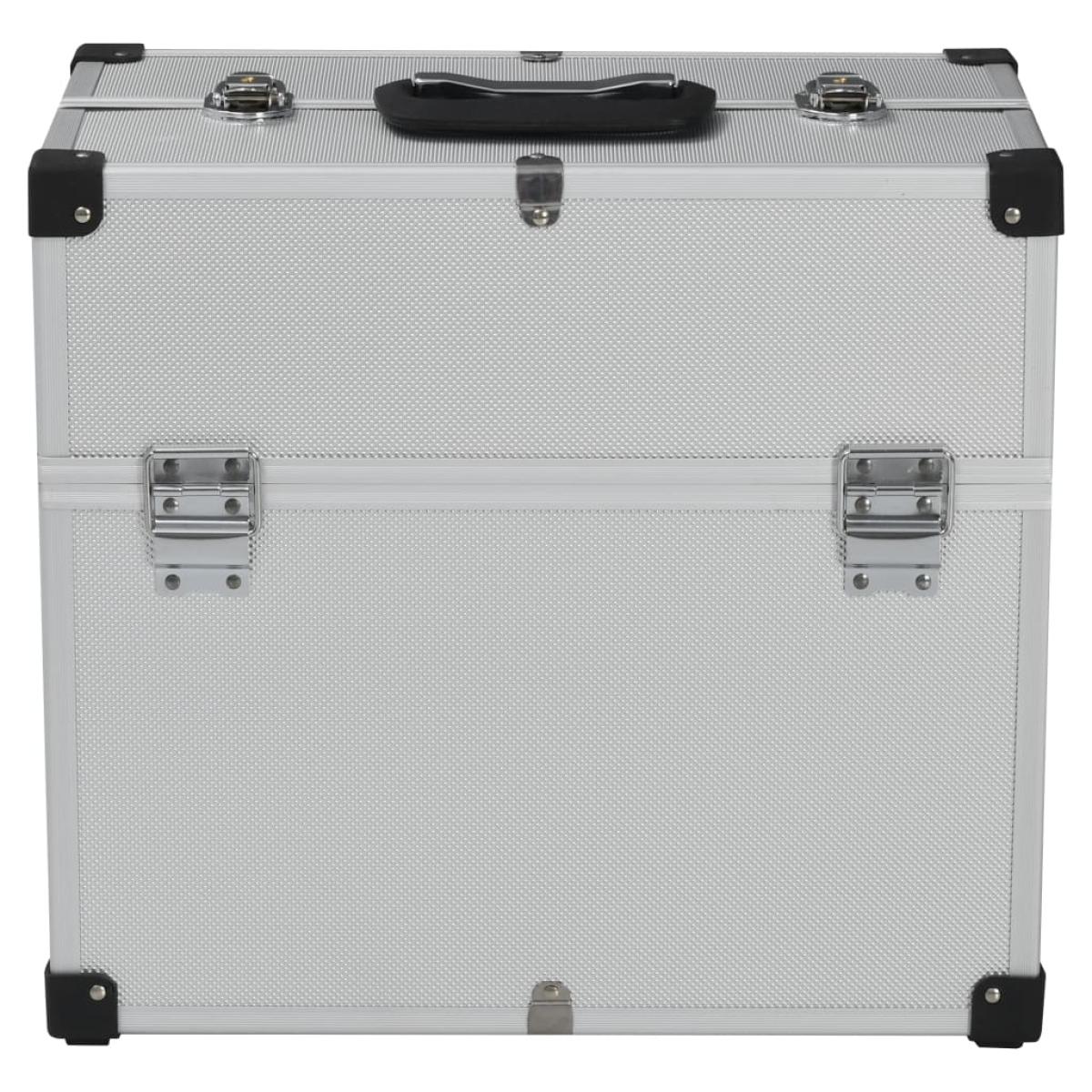 Caja de herramientas aluminio plateado 38x22,5x34 cm