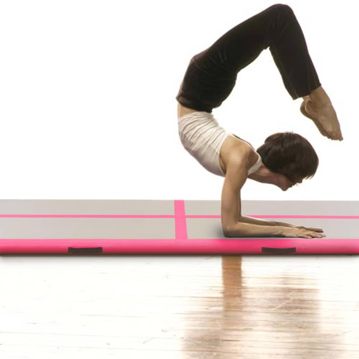 Esterilla inflable de gimnasia con bomba 300x100x10 cm PVC rosa