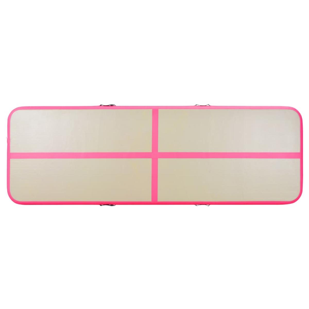 Esterilla inflable de gimnasia con bomba 300x100x10 cm PVC rosa