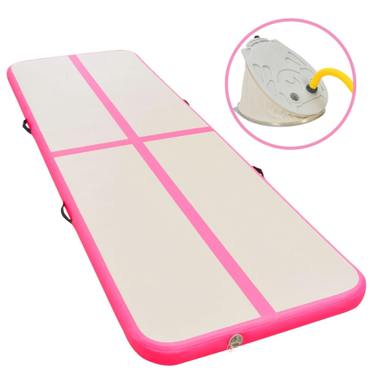 Esterilla inflable de gimnasia con bomba 500x100x10 cm PVC rosa