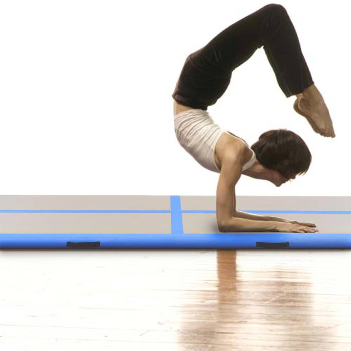 Esterilla inflable de gimnasia con bomba 500x100x10 cm PVC azul