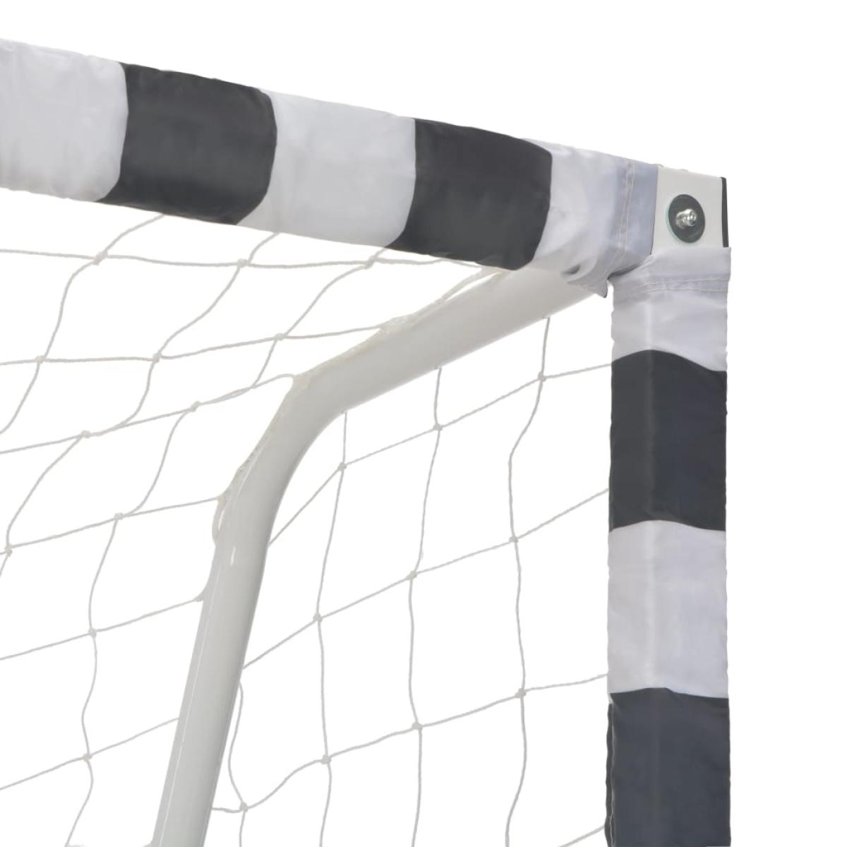 Portería de fútbol de metal blanco y negro 300x160x90 cm