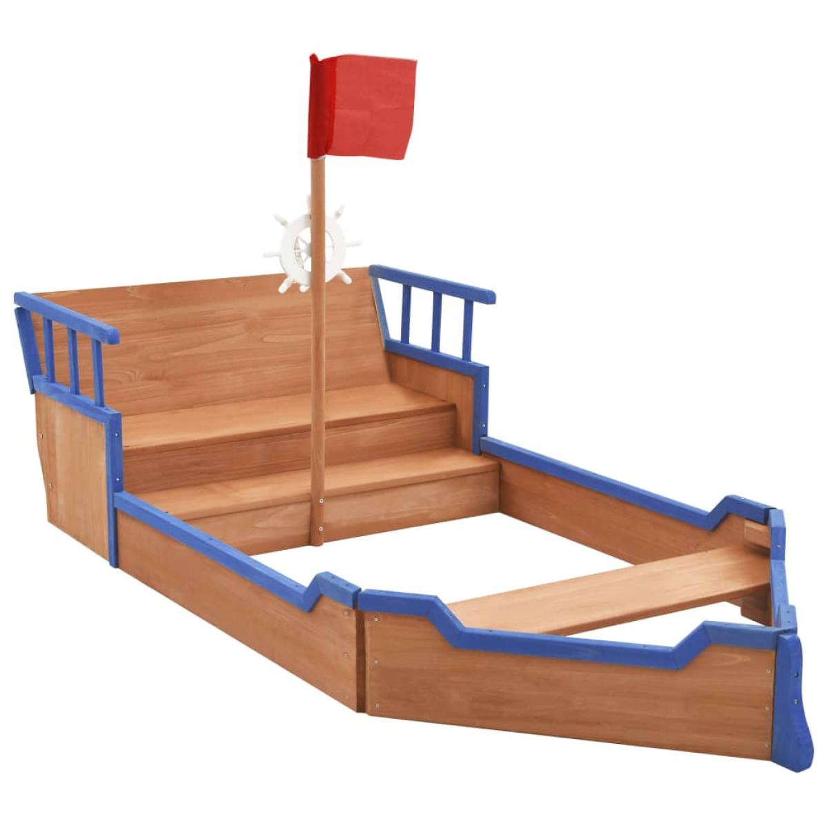 Arenero en forma de barco pirata madera de abeto 190x94,5x101cm
