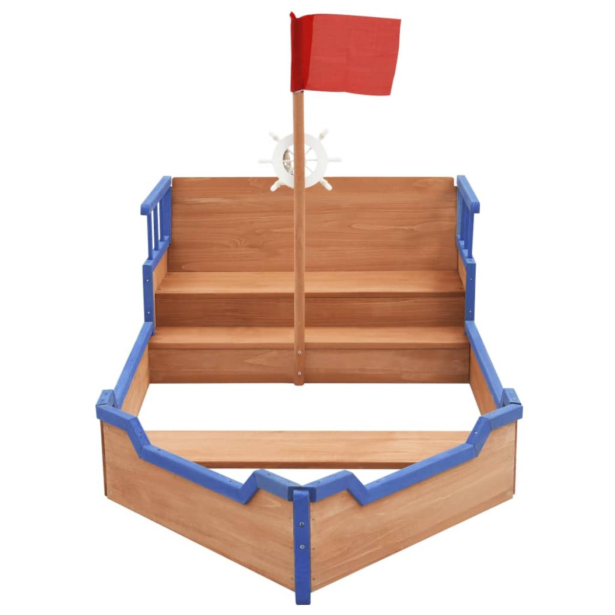 Arenero en forma de barco pirata madera de abeto 190x94,5x101cm