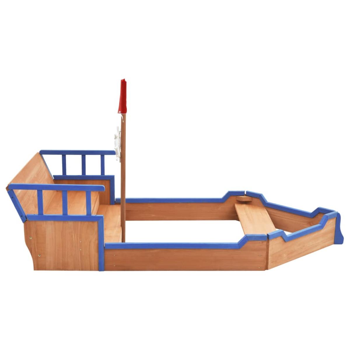 Arenero en forma de barco pirata madera de abeto 190x94,5x101cm