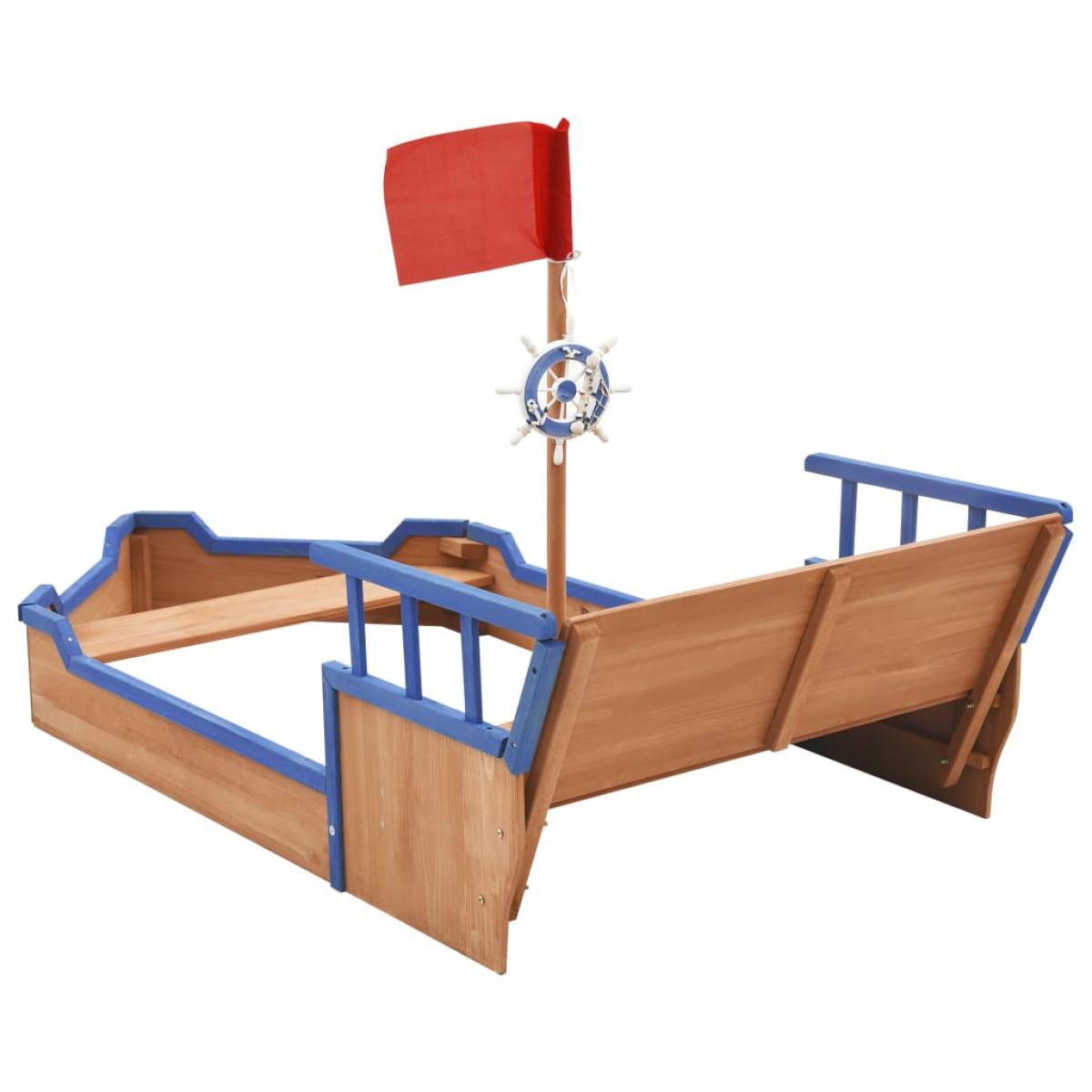 Arenero en forma de barco pirata madera de abeto 190x94,5x101cm