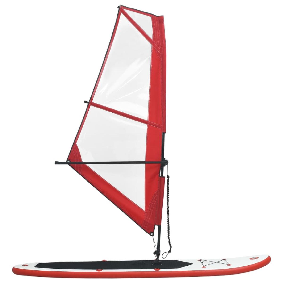 Tabla de paddle surf hinchable con set de vela rojo y blanco