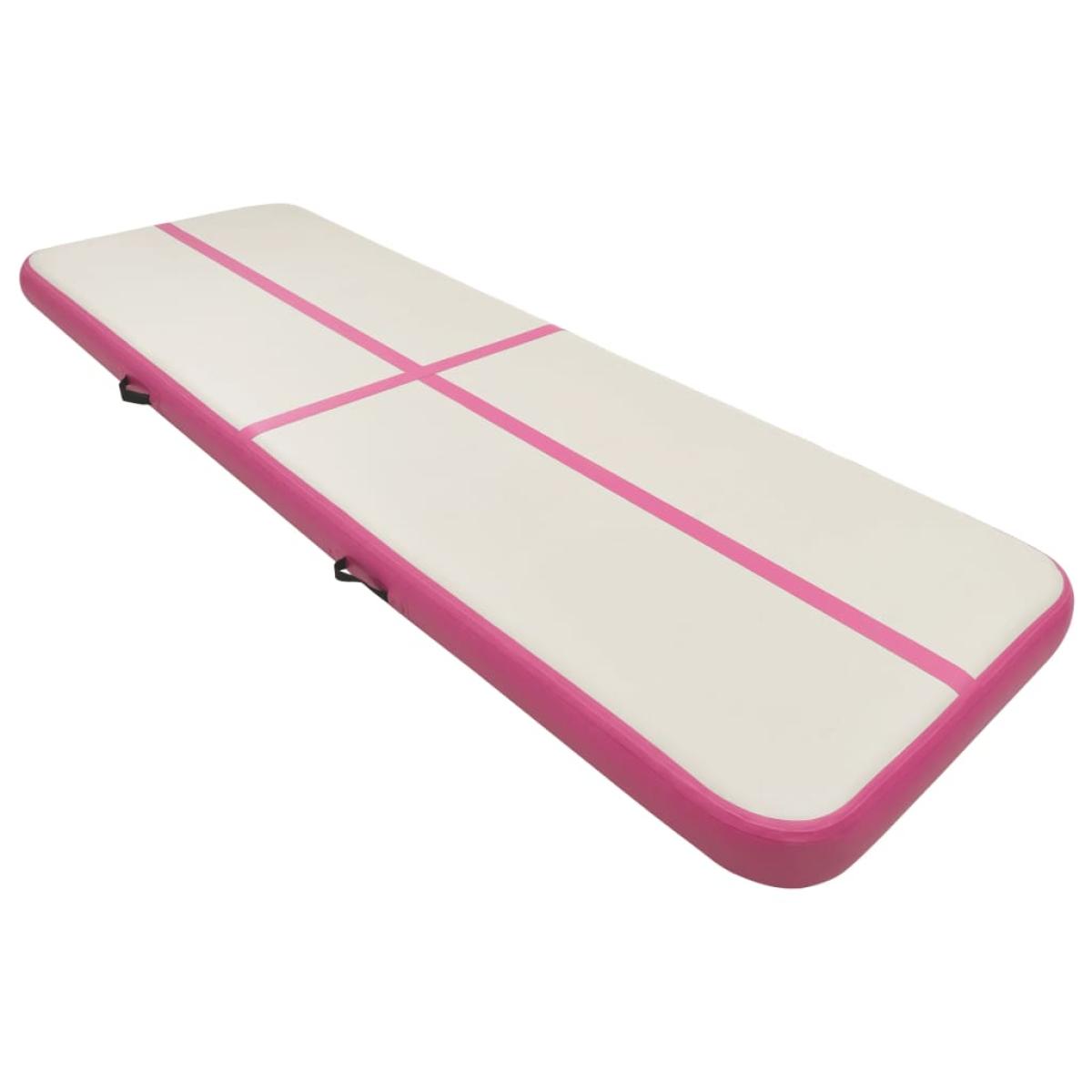 Esterilla inflable de gimnasia con bomba PVC rosa 400x100x15 cm