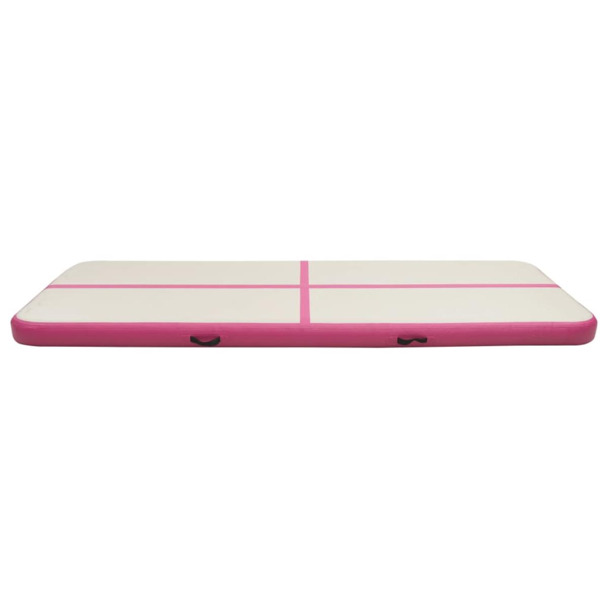 Esterilla inflable de gimnasia con bomba PVC rosa 400x100x15 cm